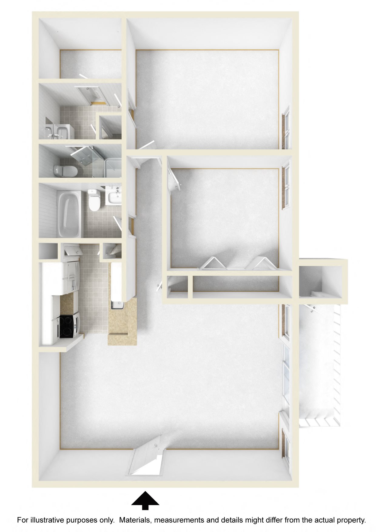 Two Bedroom Floor Plan l Tara Hill Apartments in Anaheim, CA